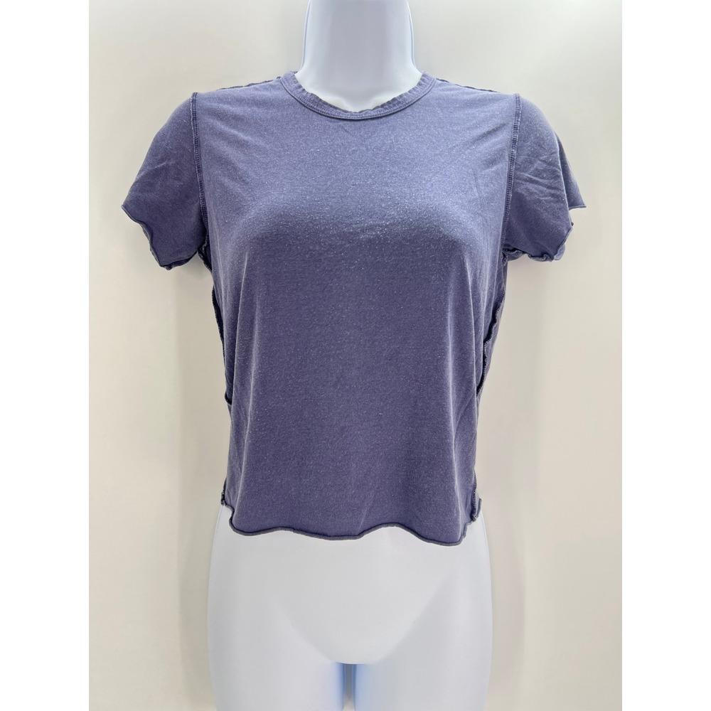 NSF Womens Small Purple Supima Cotton Micro Modal Raw Hem Short Sleeve Tee USA